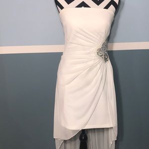 White Beaded High-Low Homecoming Dress